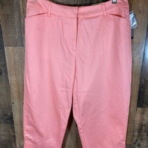 St. John's Bay Women's Coral Pink Secret Stretch Waist CroppedPants Size 12P